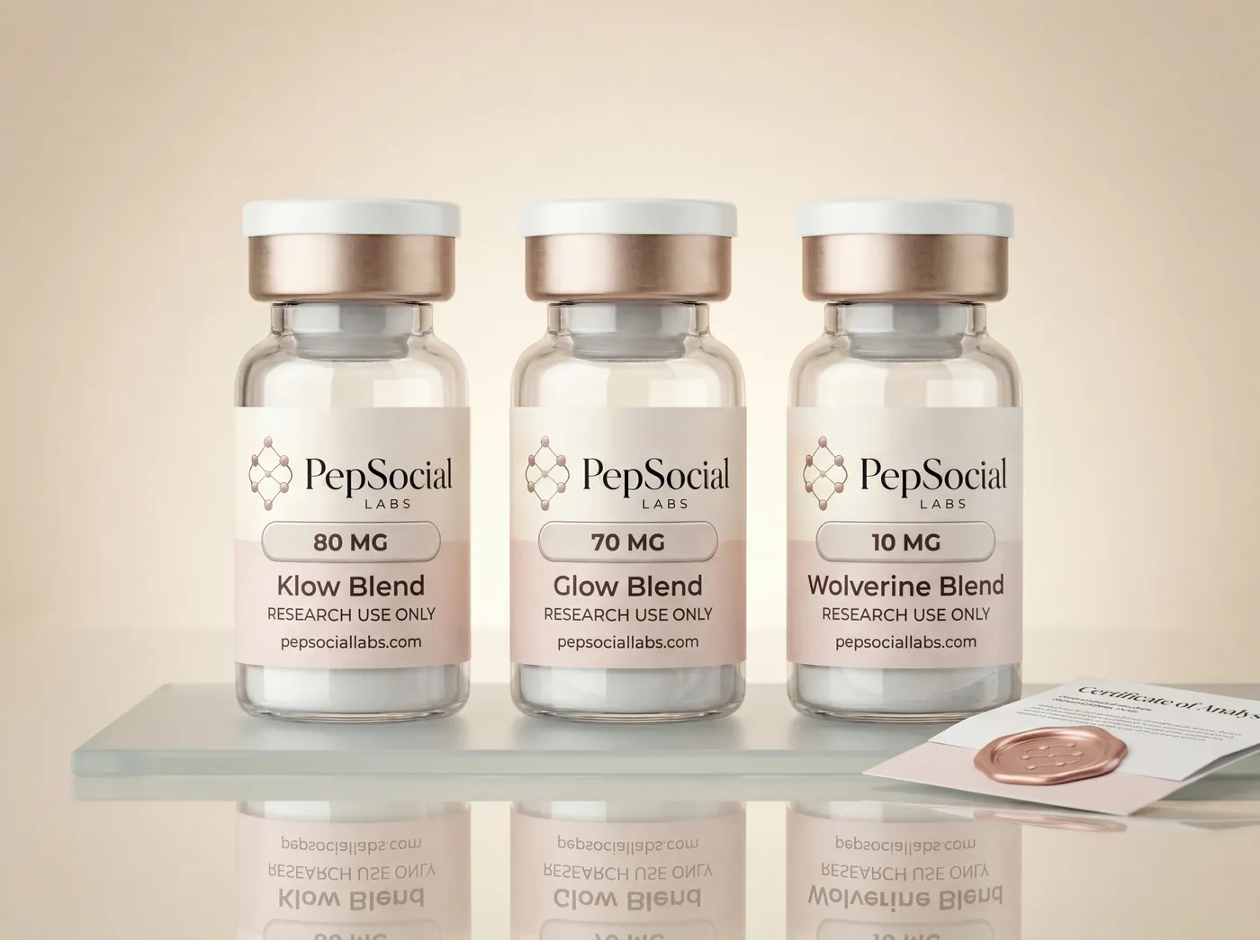 PepSocial Labs Research Blends — Klow, Glow, Wolverine